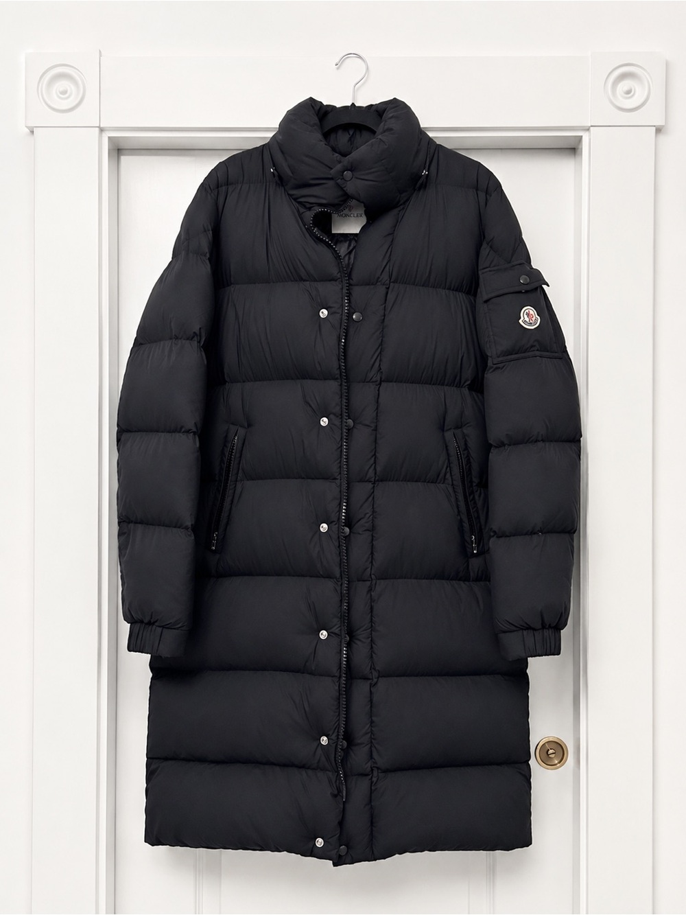 Moncler Black Long Quilted Down Puffer Coat